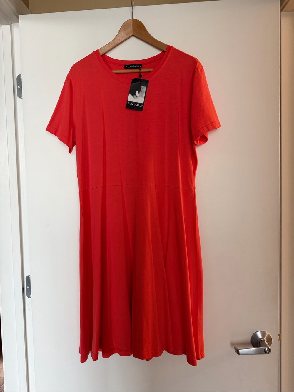 Red Short-Sleeve A-Line Dress